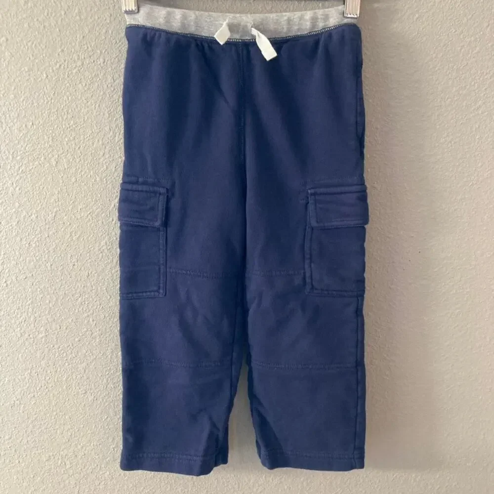 Hanna Andersson Bright Basics Double Knee Cargo Sweatpants - Navy Blue - 4